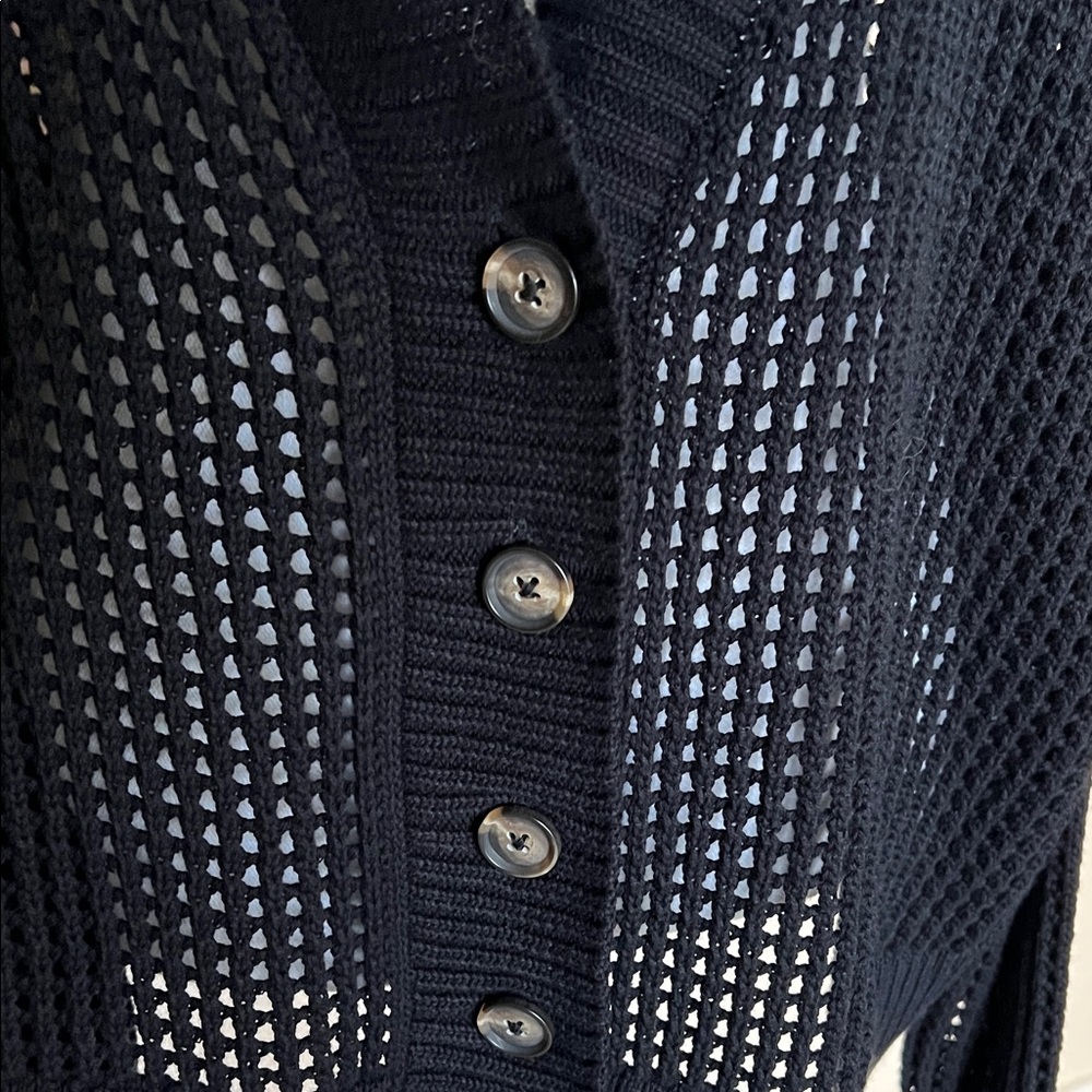 Torrid Open-Knit Black Button-Front Cardigan - Picture 2 of 4